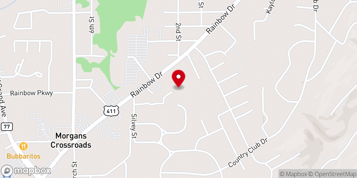 Map showing location of Rainbow Presbyterian Church