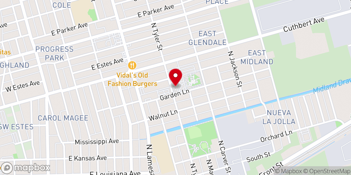 Map showing location of Our Lady of Guadalupe Parish & Shrine