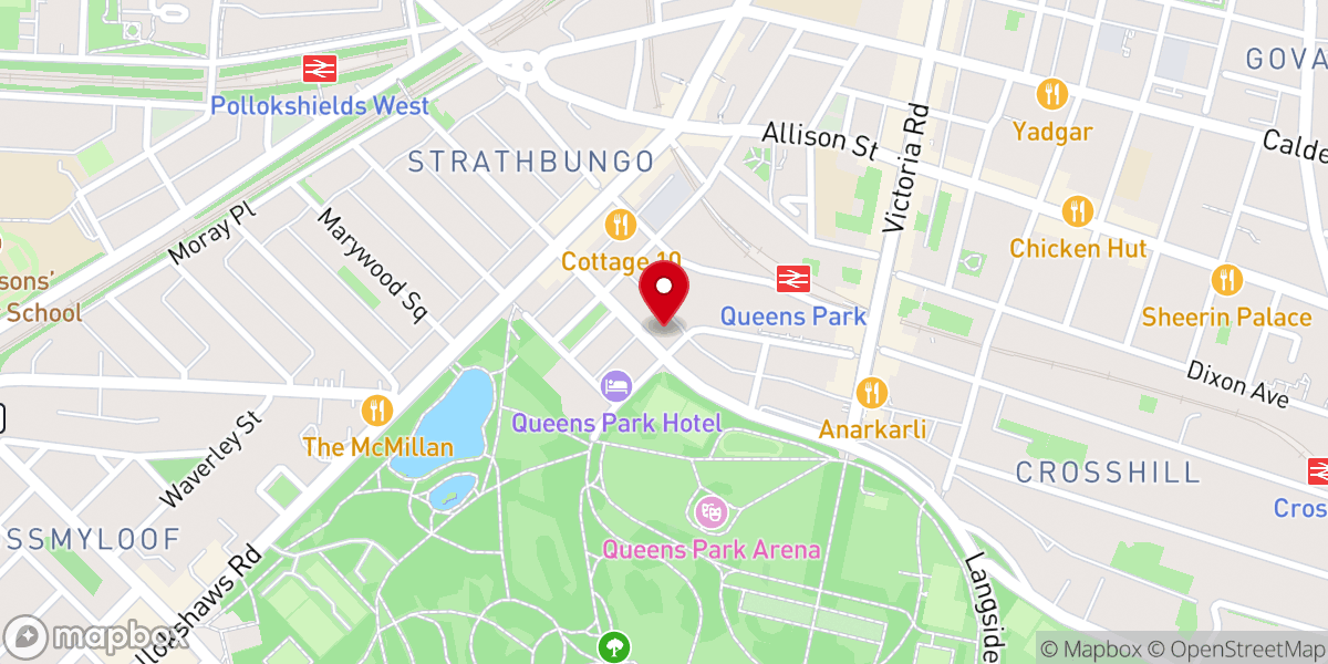 Map showing location of Queen's Park Govanhill Church of Scotland