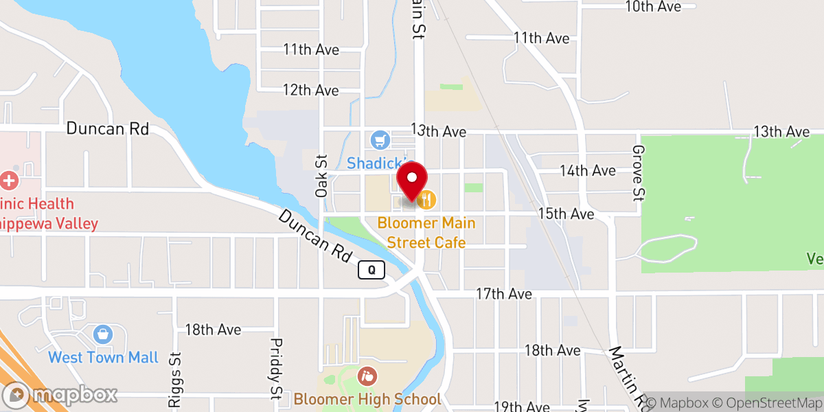 Map showing location of Christ Lutheran Church of Bloomer