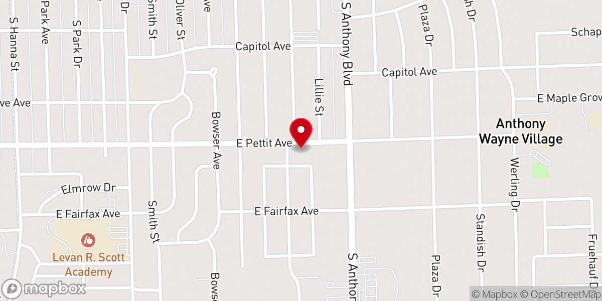 Map showing location of Amistad Presbyterian Church, Fort Wayne, IN