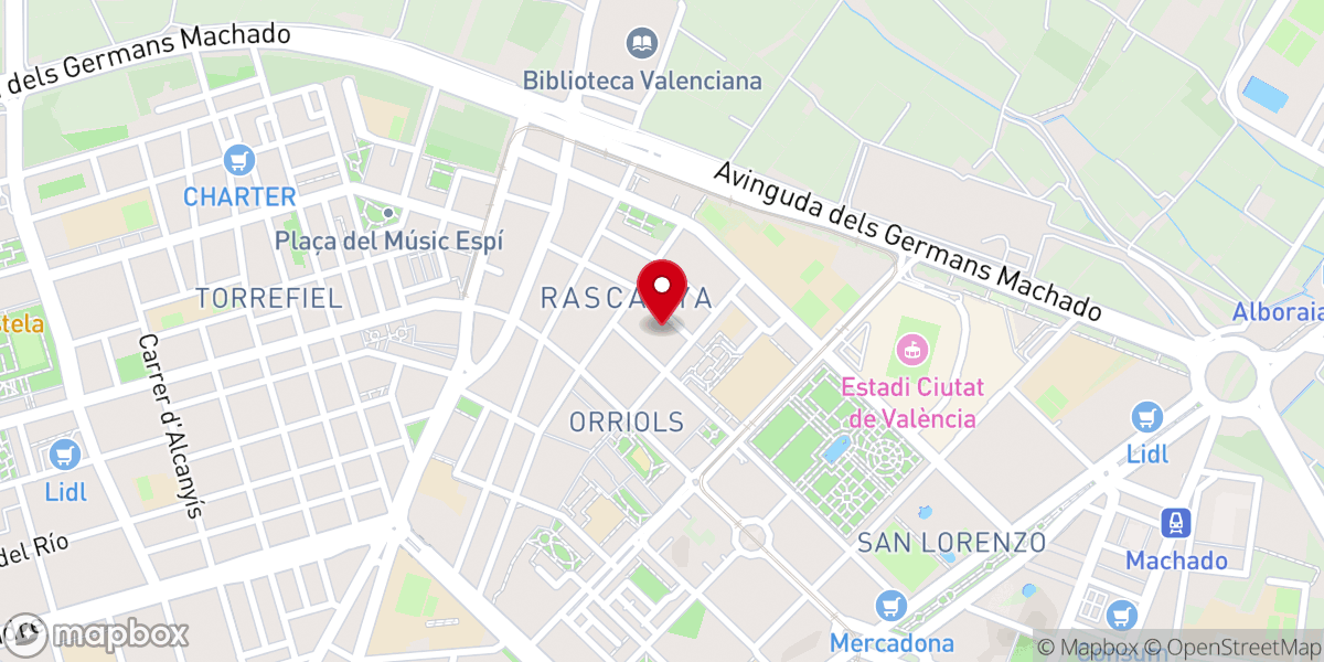 Map showing location of Iglesia Cristiana de Barona