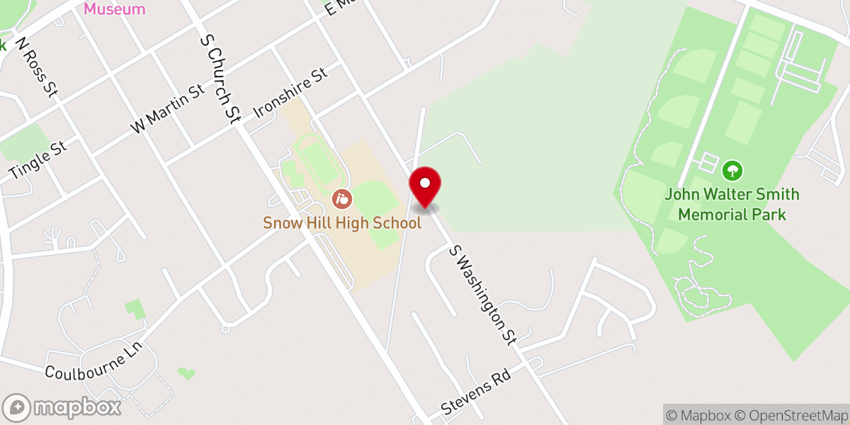 Map showing location of Snow Hill Ecumenical Food Pantry - Food Distribution Center