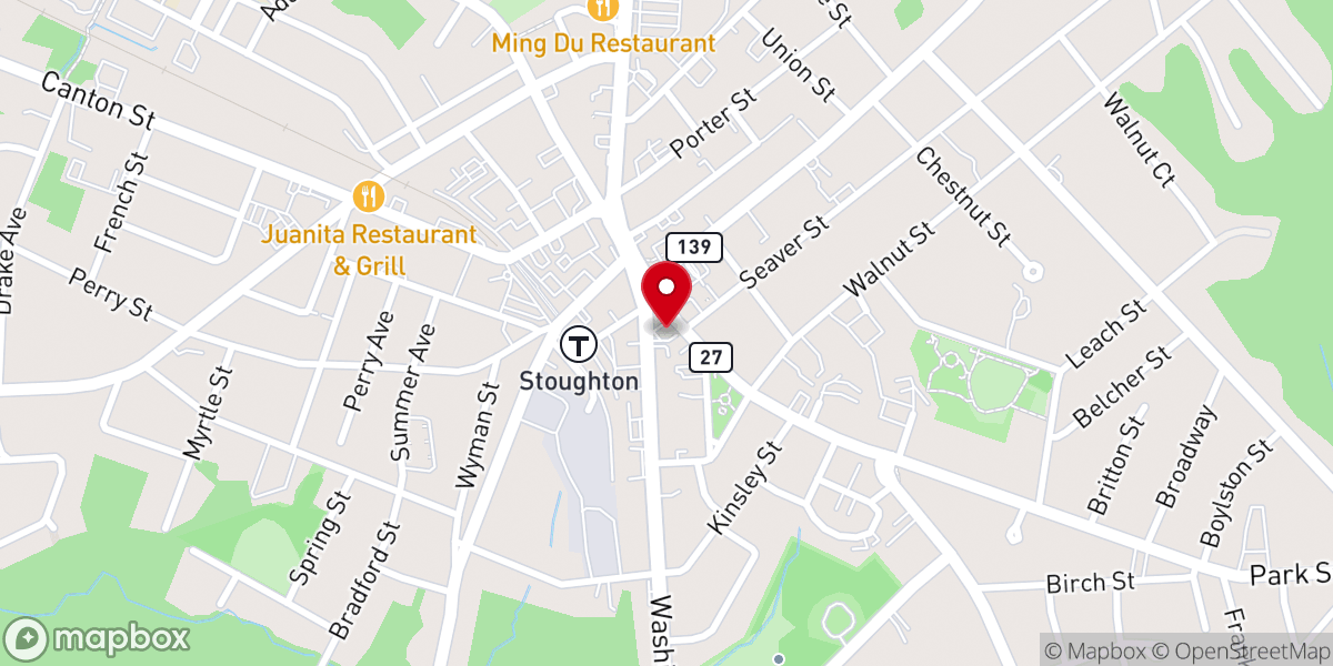 Map showing location of Igreja Batista Central em Stoughton - MA