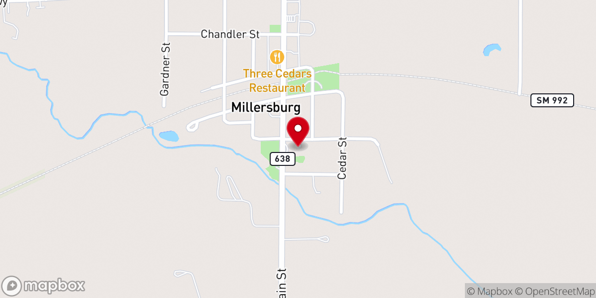Map showing location of Case Township Community Center