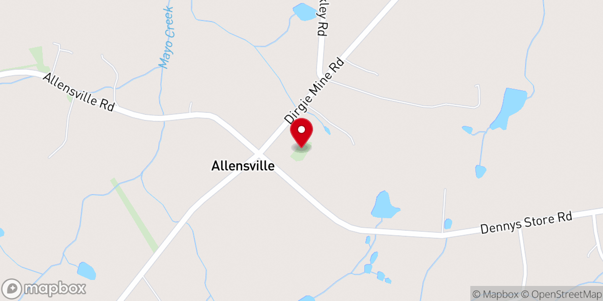 Map showing location of Allensville Methodist Church