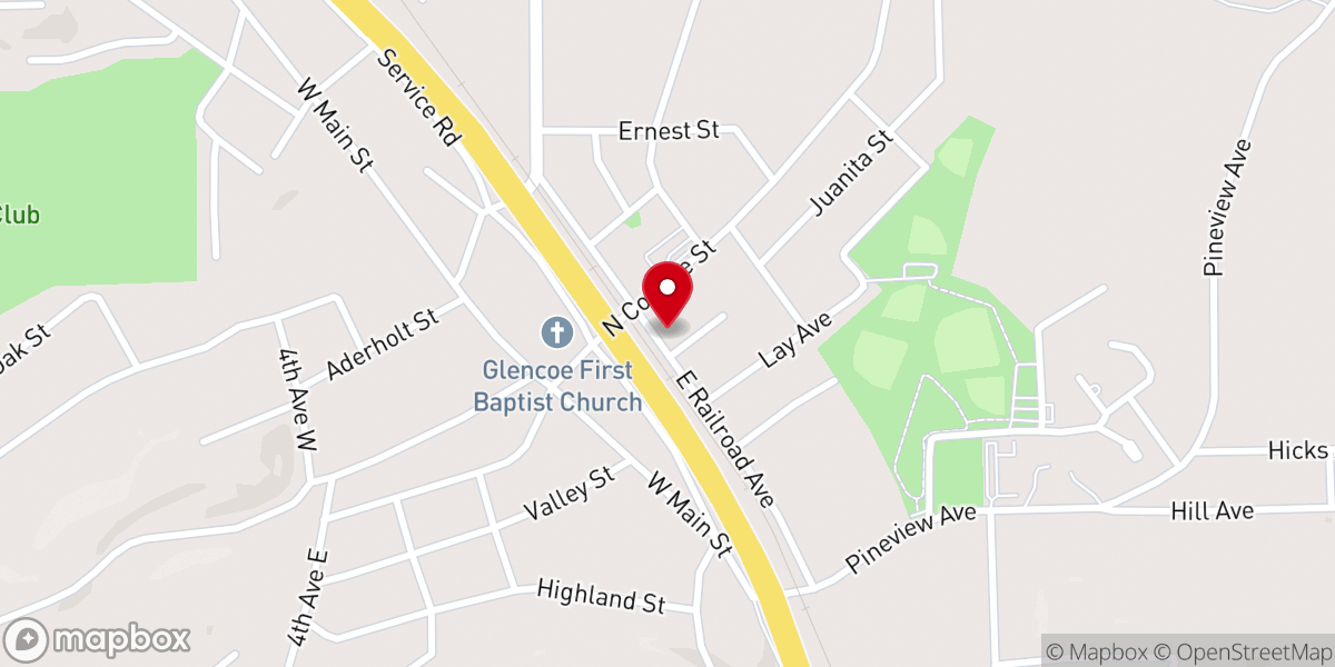 Map showing location of Glencoe Cumberland Church