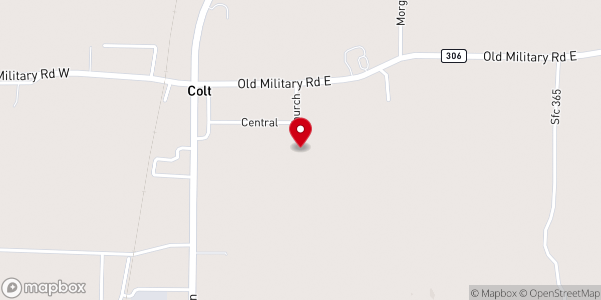 Map showing location of Faith Chapel Church