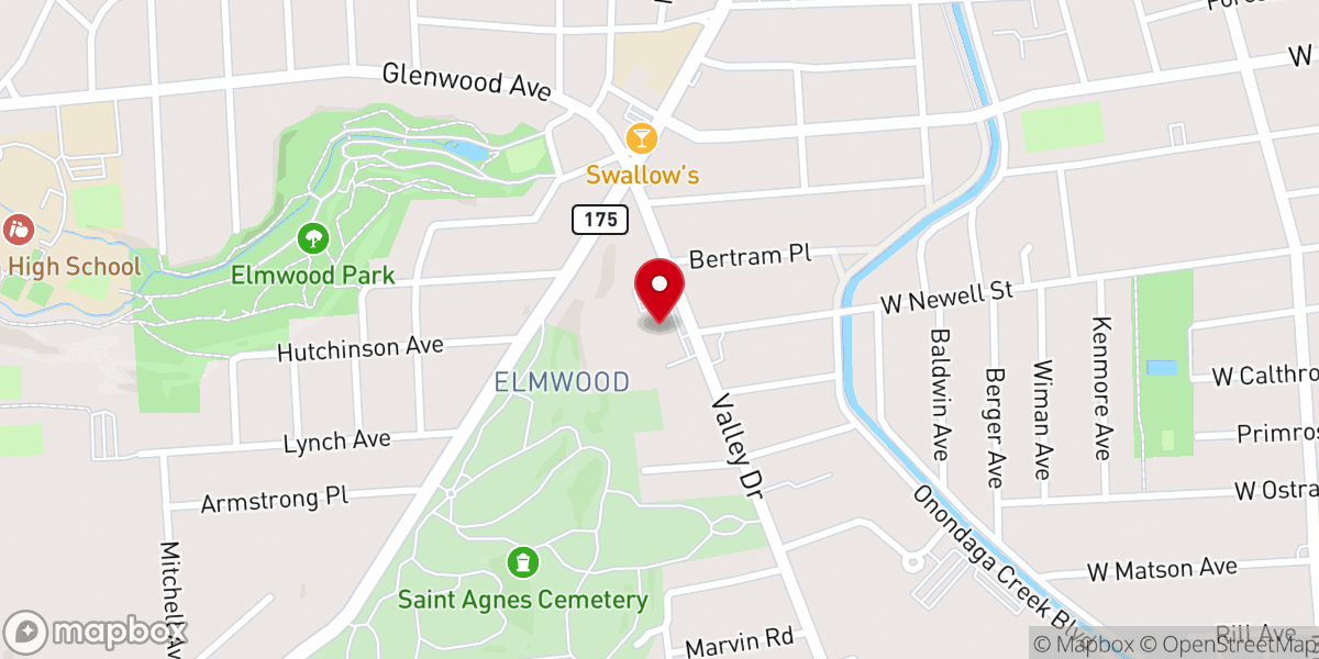 Map showing location of The Room Syracuse