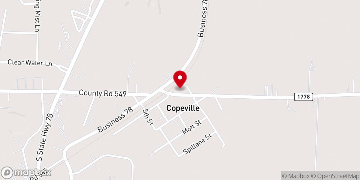 Map showing location of Community United Methodist Church-Copeville