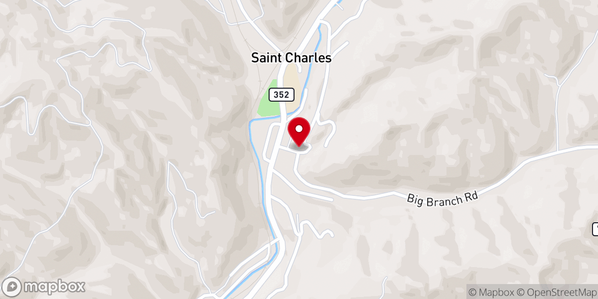 Map showing location of First Baptist Church of St Charles, VA