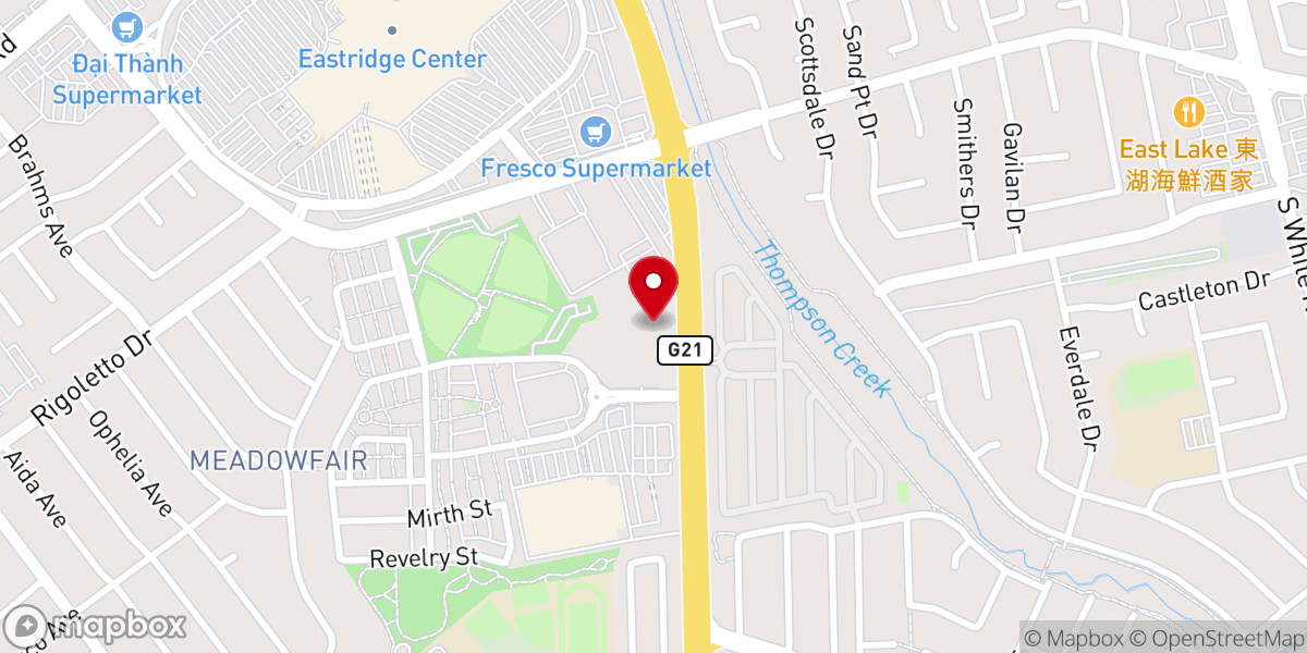 Map showing location of Iglesia misionera Ebenezer central San José California