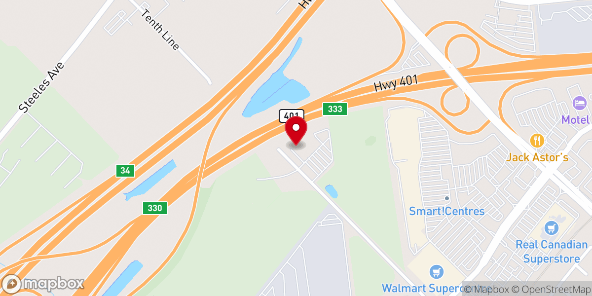 Map showing location of Hope Church Mississauga