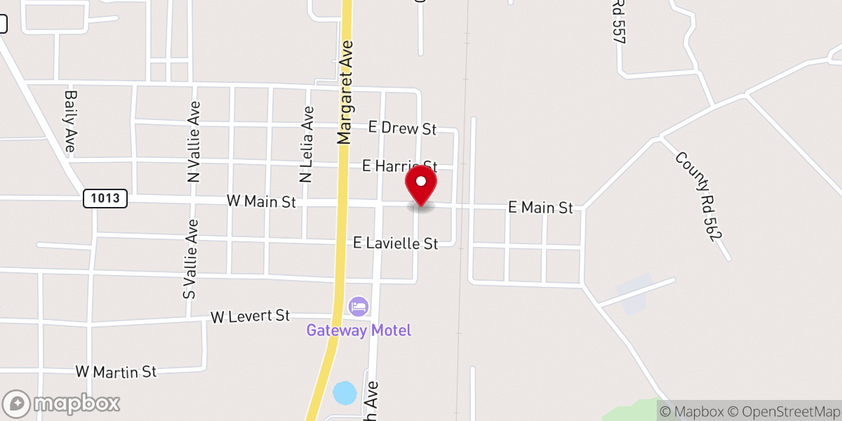 Map showing location of Ministerio International La Cosecha Kirbyville Tx