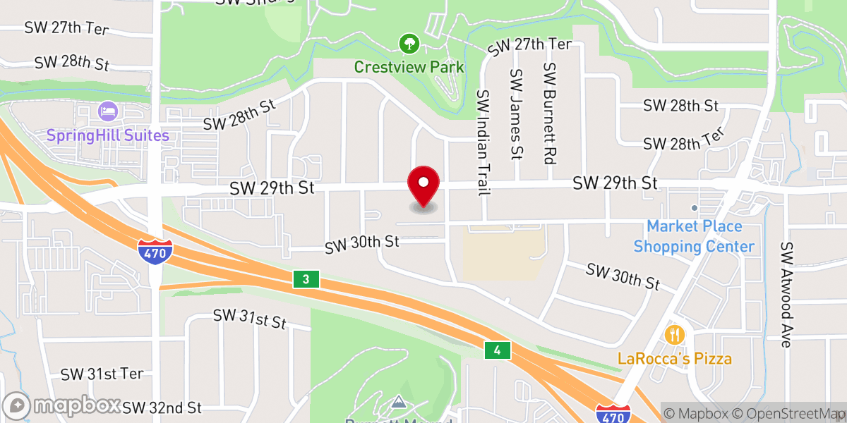 Map showing location of Southwest Baptist Church