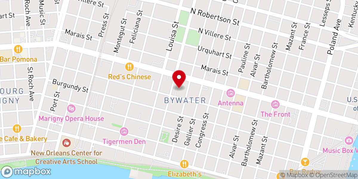 Map showing location of Rosalie Alley Voodoo Temple