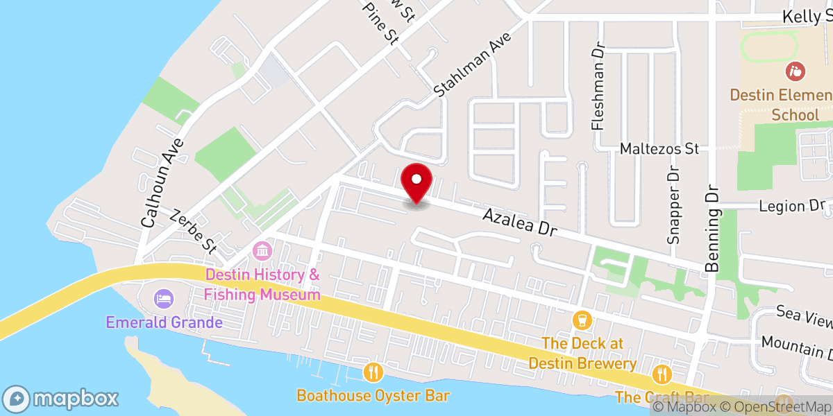 Map showing location of Destin Wedding Company