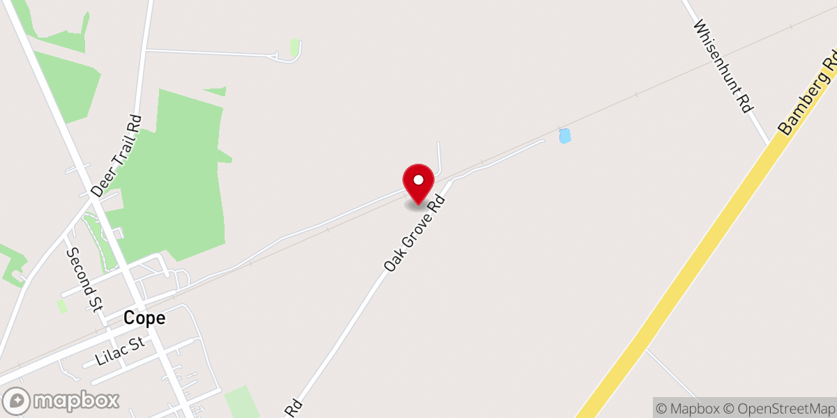 Map showing location of Oak Grove Baptist Church