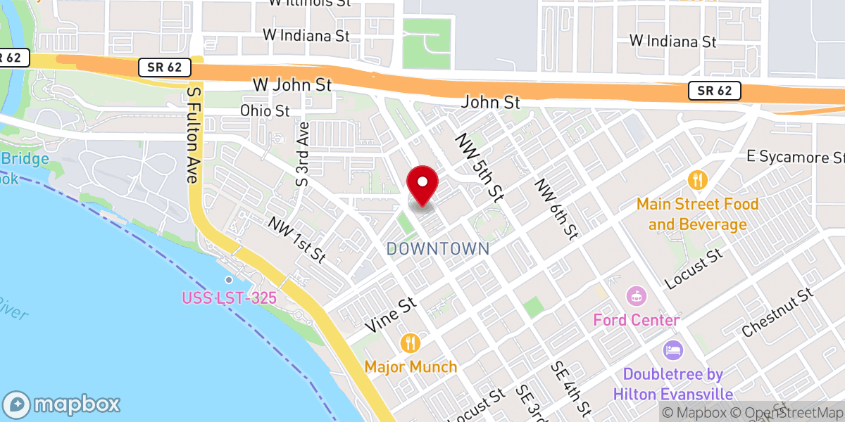 Map showing location of City Church of Evansville