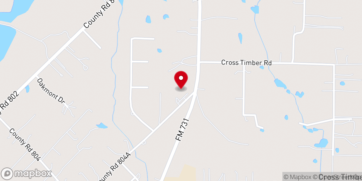 Map showing location of Cross Timber Baptist Church