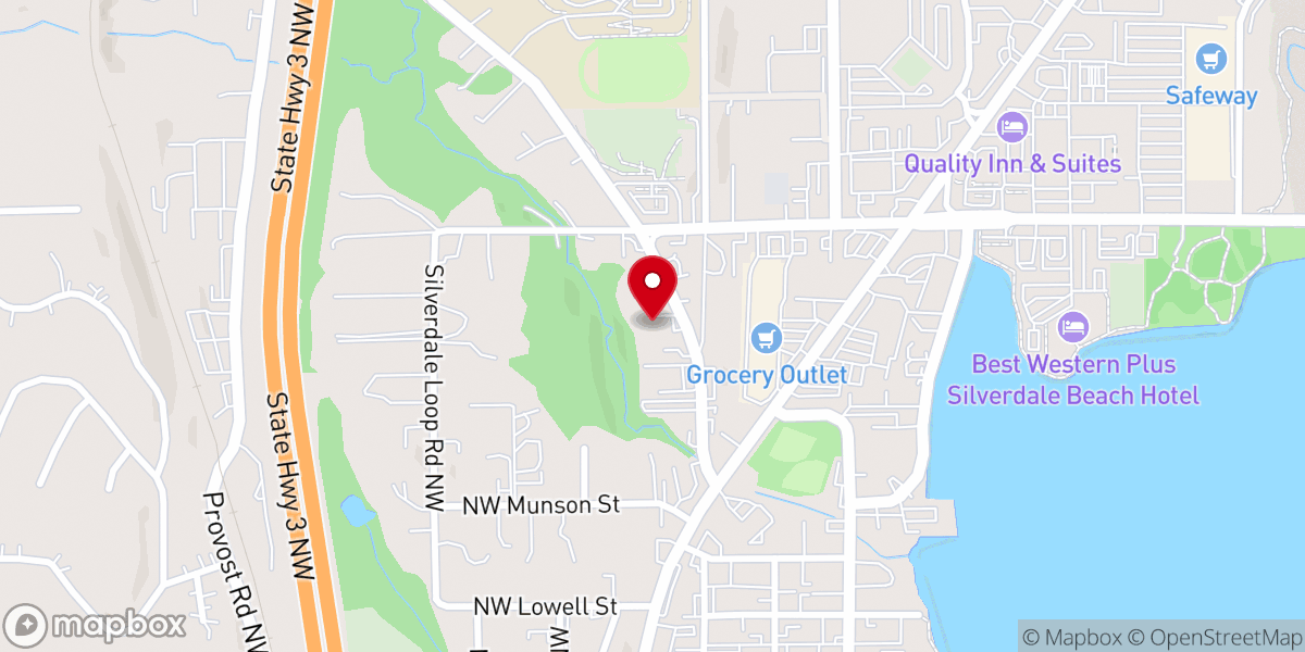 Map showing location of Central Kitsap Food Bank