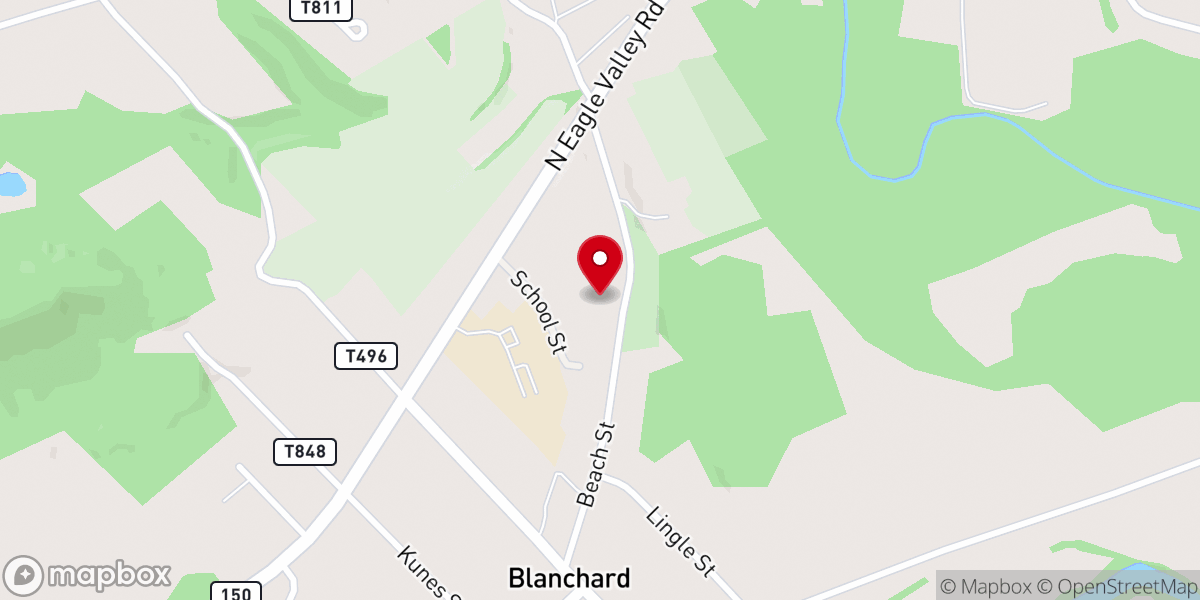 Map showing location of Blanchard Church of Christ