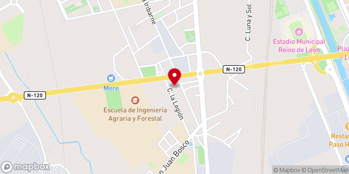 Map showing location of Iglesia Casa de Restauración