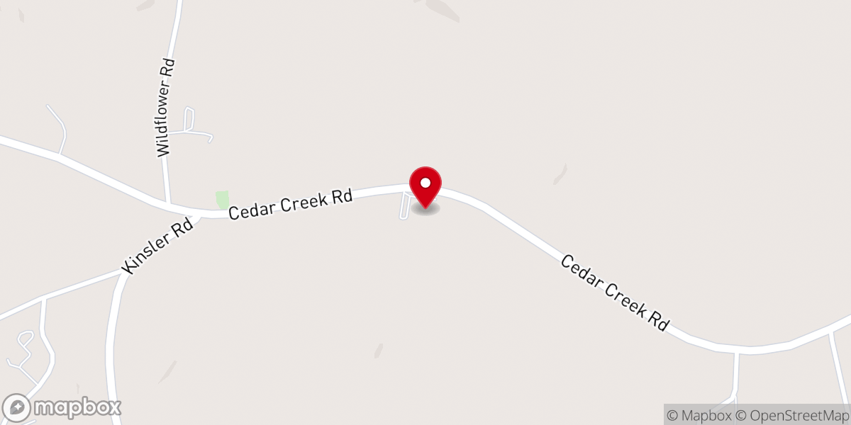 Map showing location of Cedar Creek Baptist Church