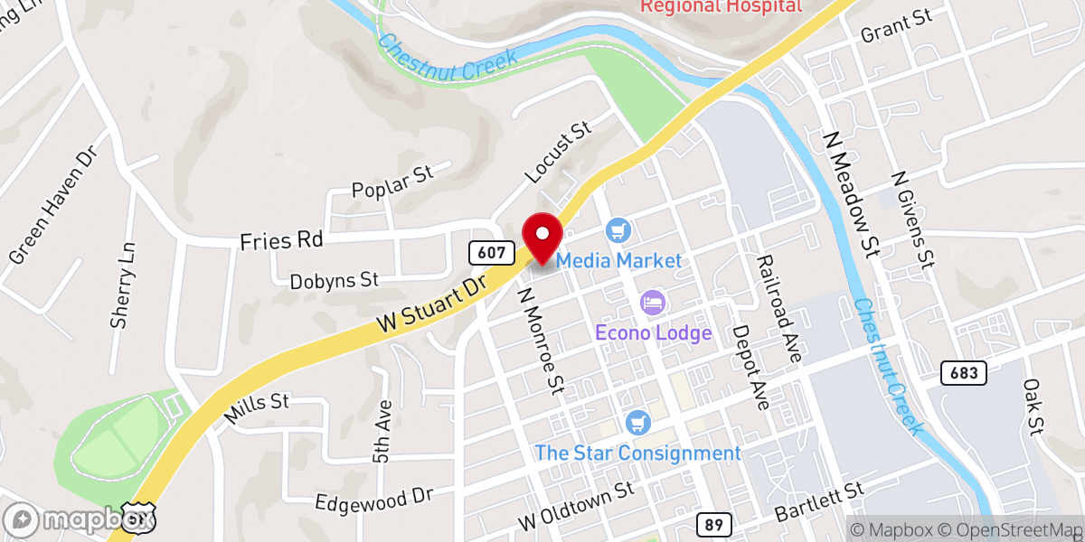 Map showing location of First Christian Church