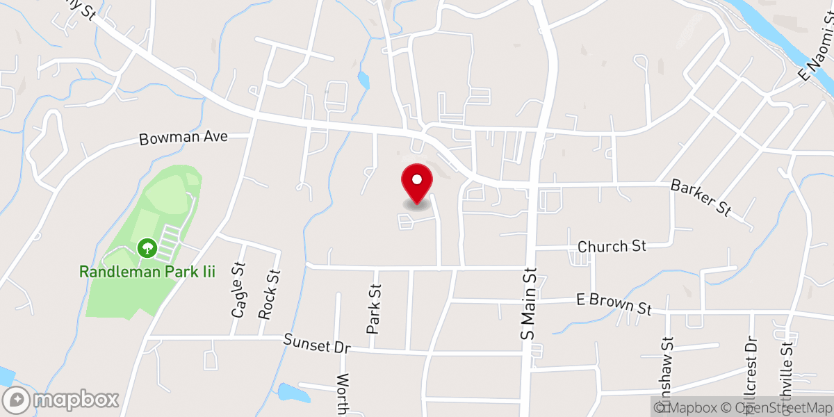 Map showing location of Randleman First Wesleyan Church