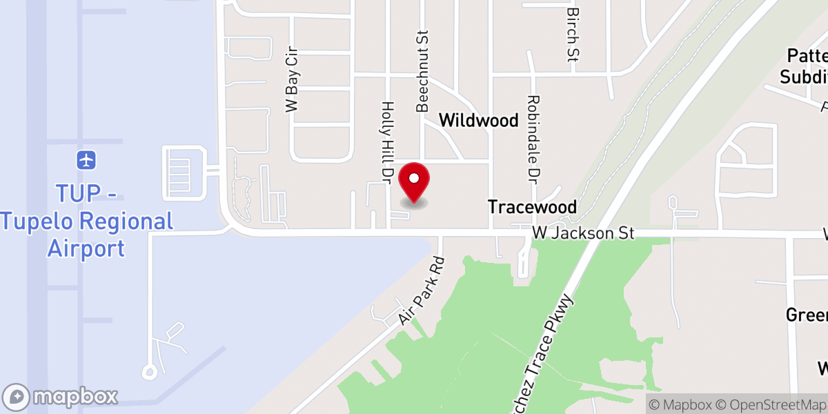 Map showing location of Wildwood Baptist Church