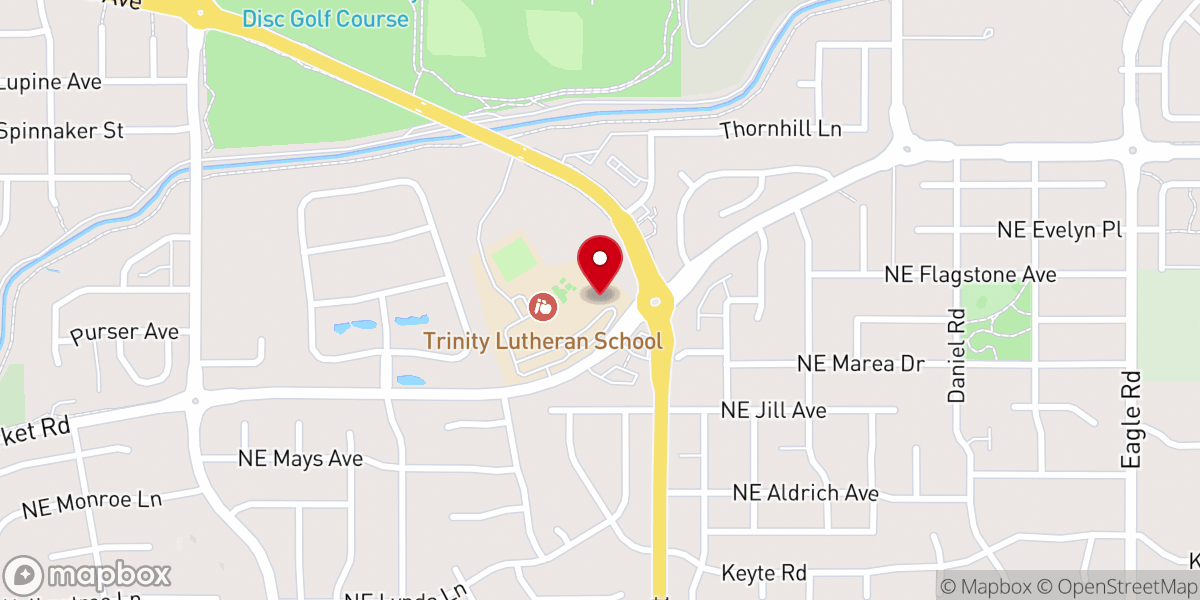 Map showing location of Trinity Lutheran School