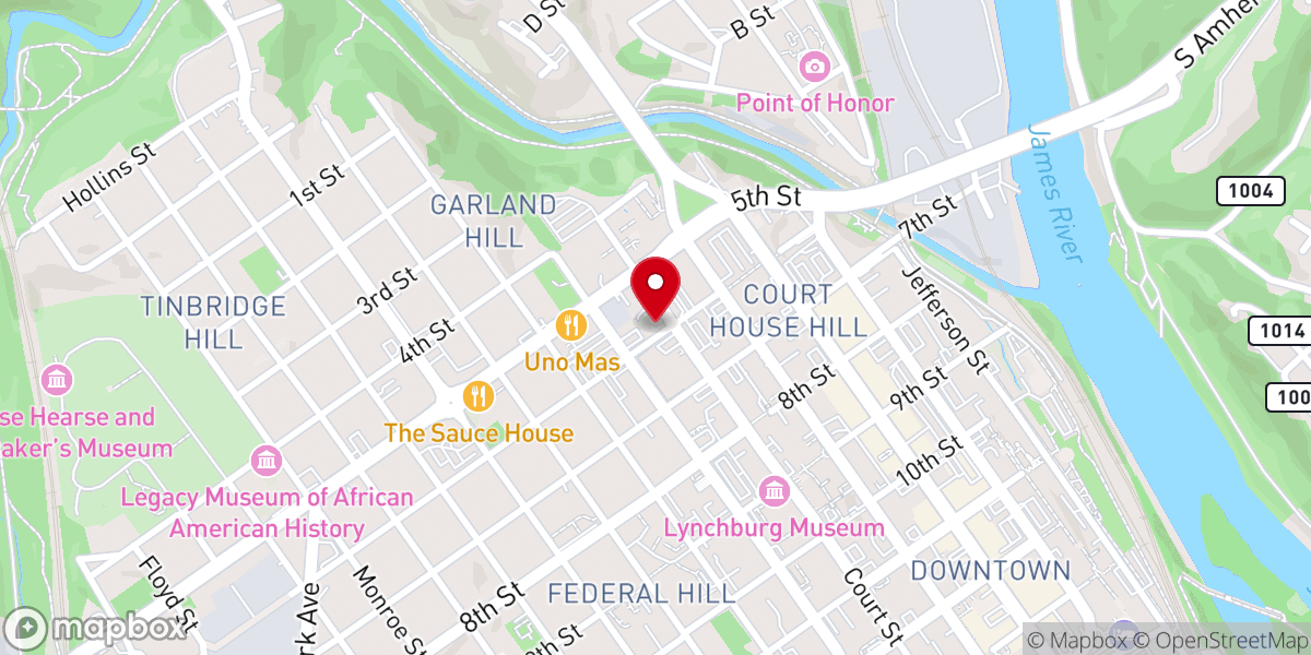 Map showing location of Court Street Baptist Church