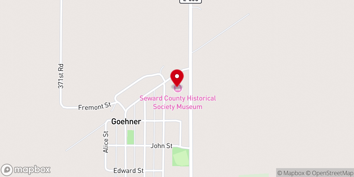 Map showing location of Seward County Historical Society Museum