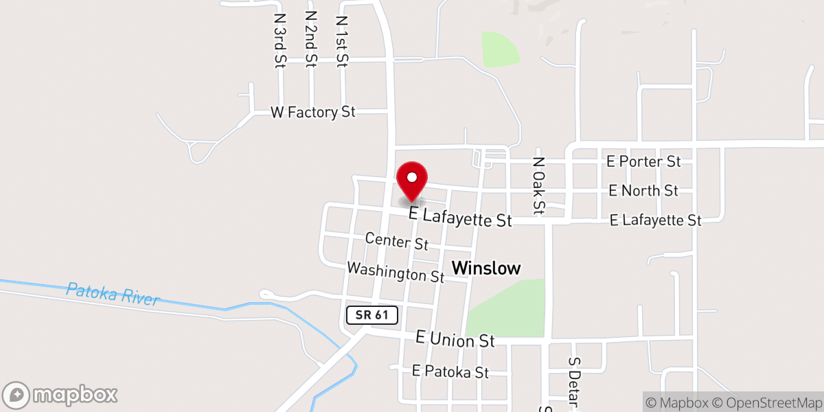 Map showing location of Winslow Christian Church