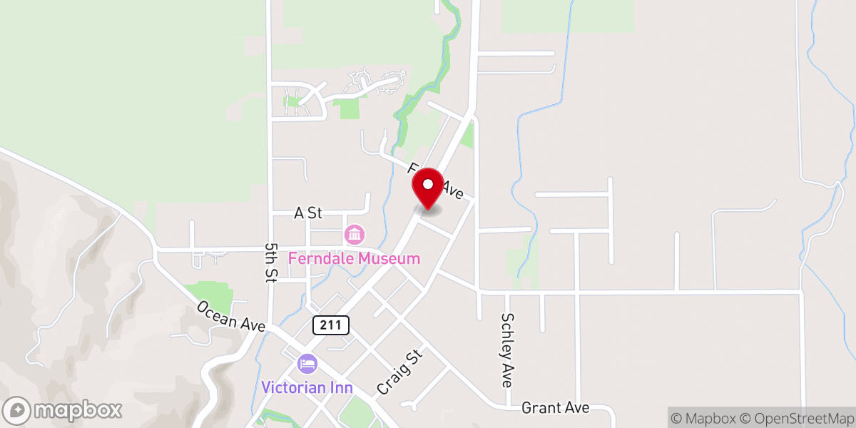 Map showing location of Ferndale Community Church
