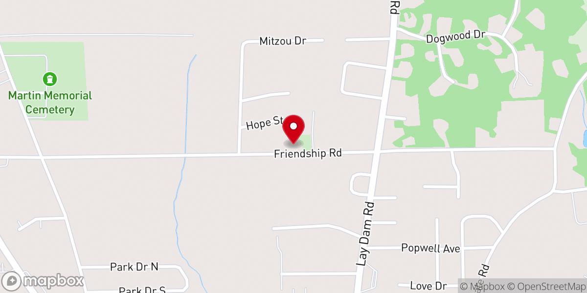 Map showing location of Peach City Fellowship