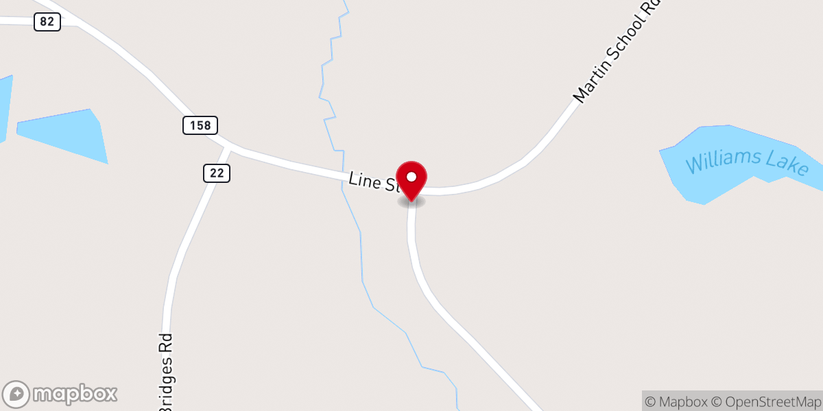 Map showing location of Hopewell Church