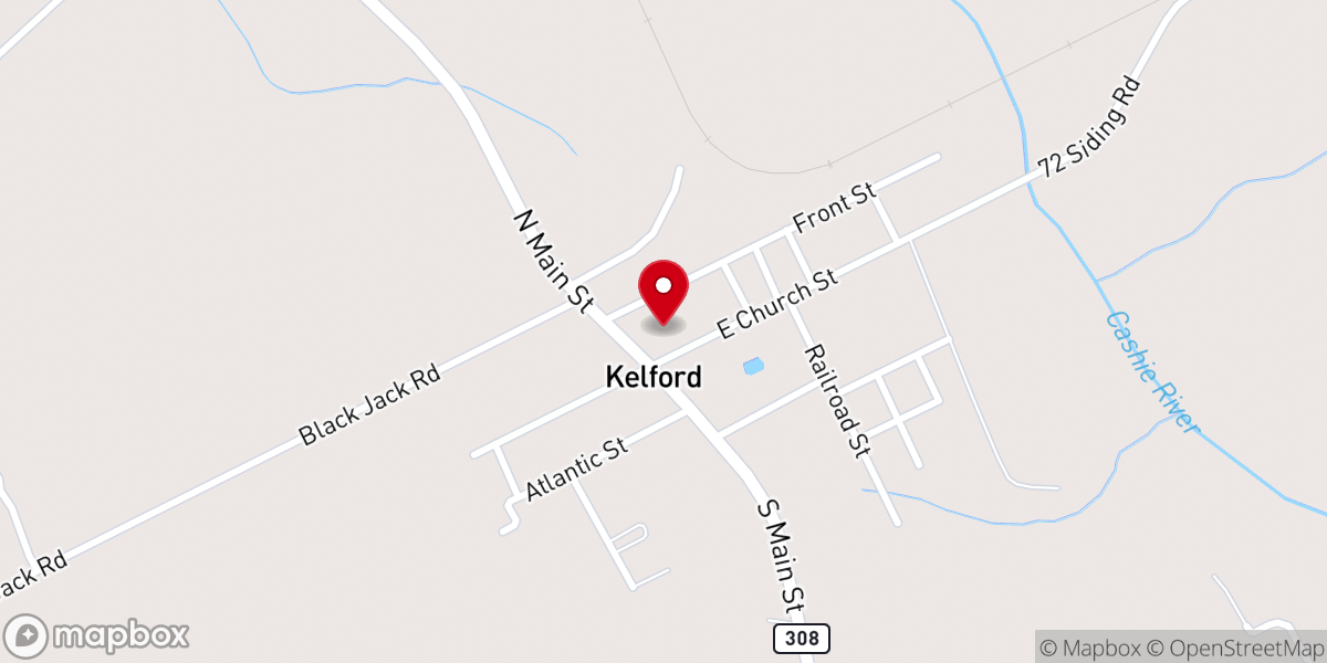 Map showing location of Kelford Baptist Church