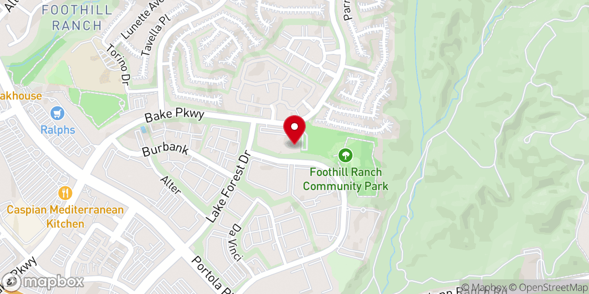 Map showing location of Foothill Family Church