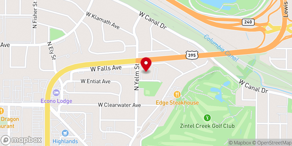 Map showing location of First Lutheran Church of Kennewick