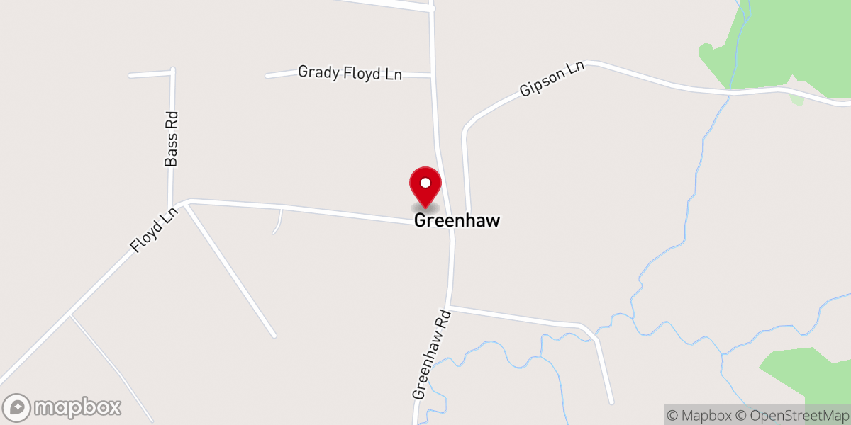 Map showing location of Greenhaw Baptist Church