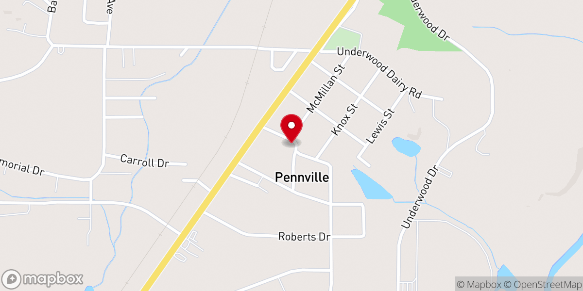 Map showing location of Pennville Church of Christ