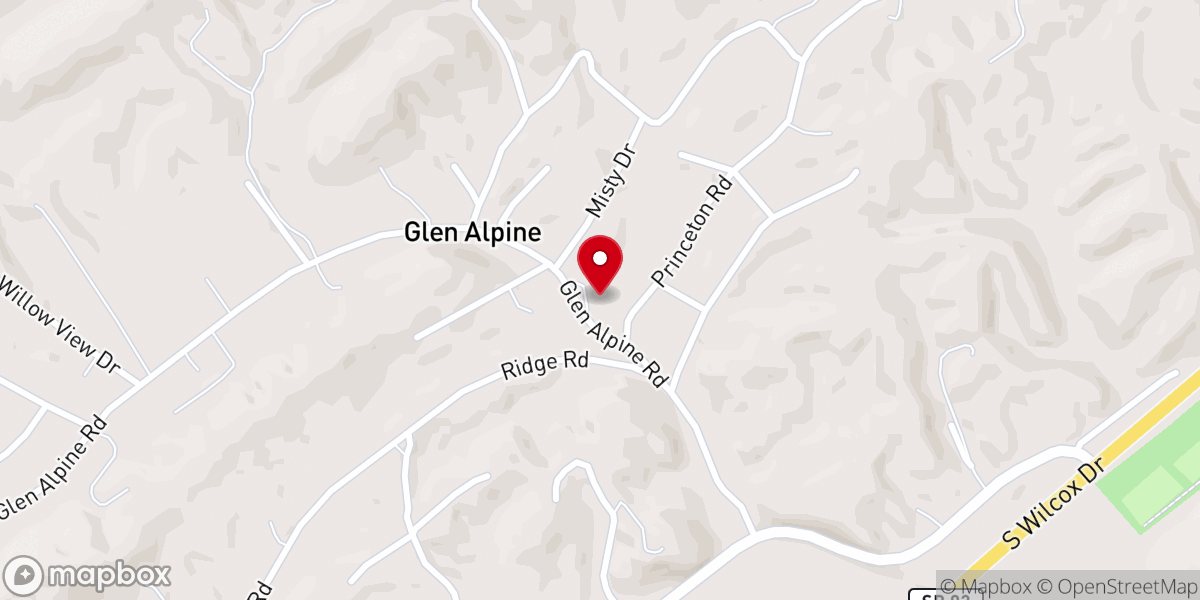 Map showing location of Glen Alpine United Methodist Church