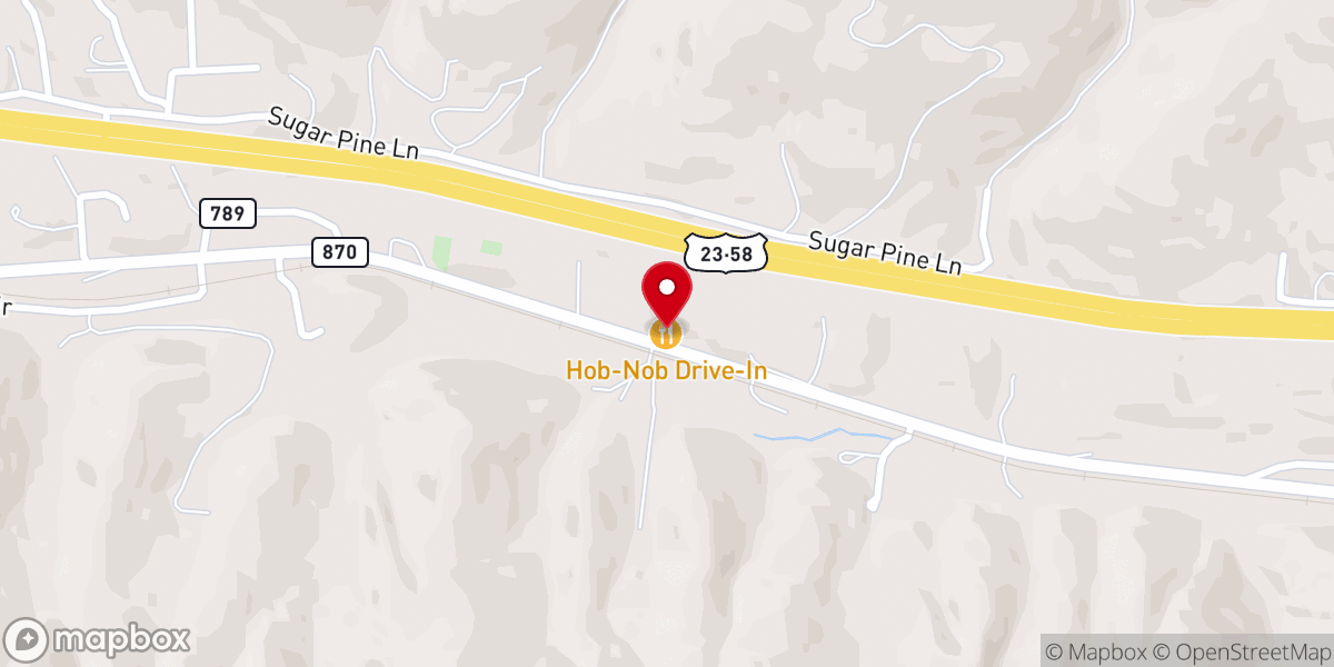 Map showing location of Hob-Nob Drive In