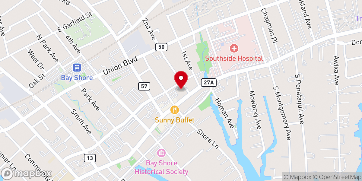Map showing location of Bay Shore United Methodist Church
