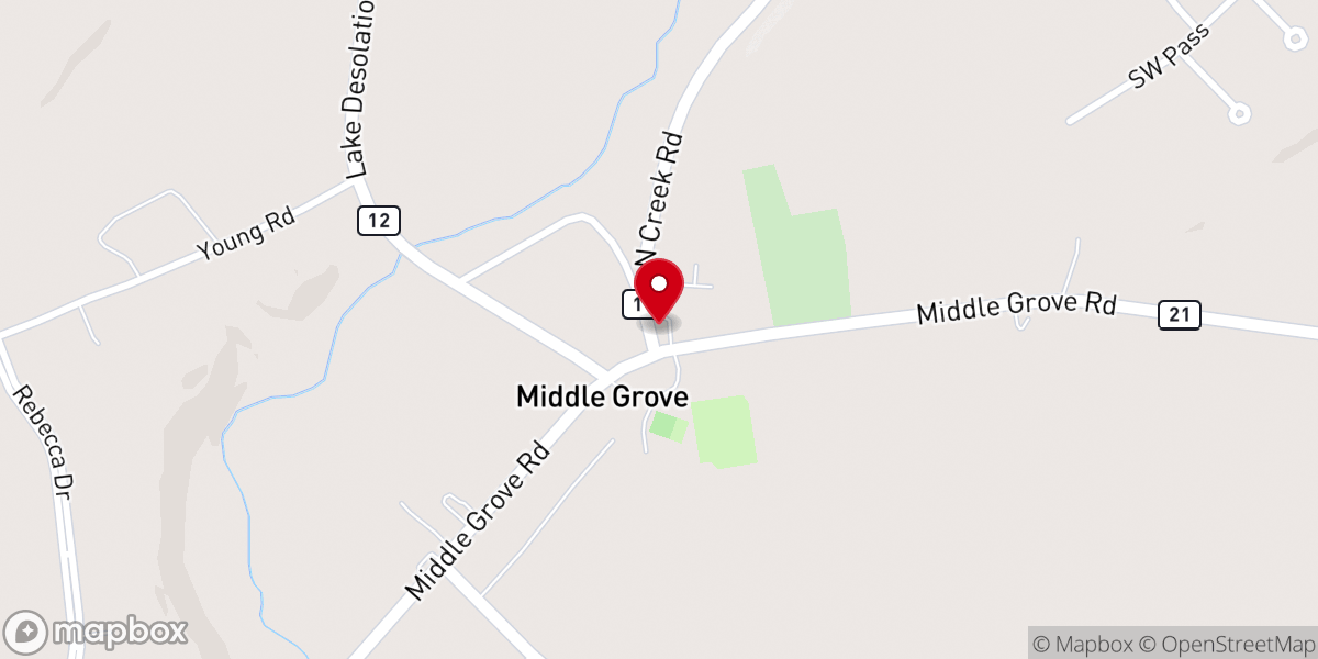 Map showing location of Middle Grove United Methodist Church