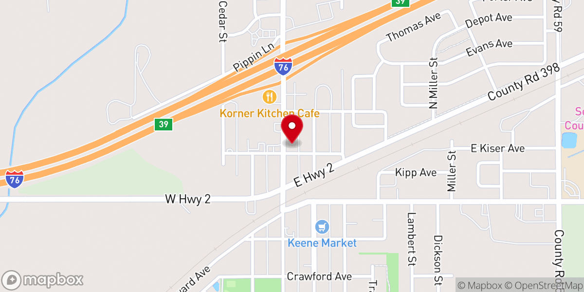 Map showing location of First Baptist Church of Keenesburg