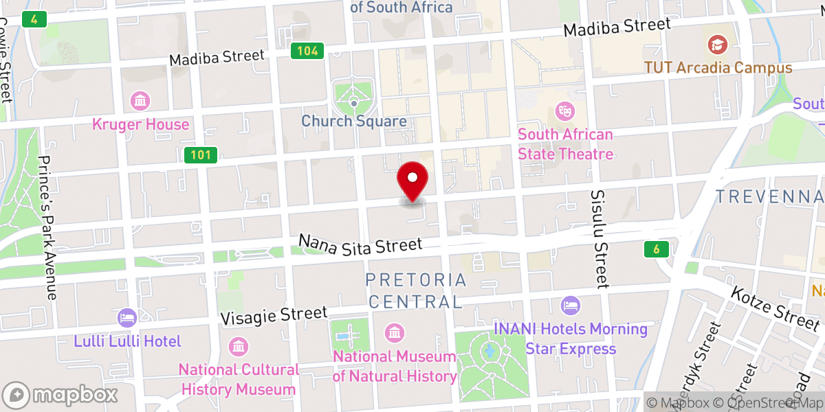 Map showing location of Anglican Diocese of Pretoria