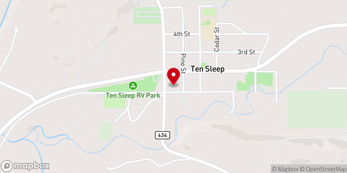 Map showing location of Ten Sleep Seventh-day Adventist Church